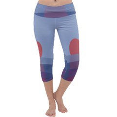 Sunrise Purple Orange Water Waves Capri Yoga Leggings by Alisyart