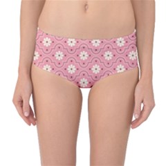 Pink Flower Floral Mid-waist Bikini Bottoms by Alisyart