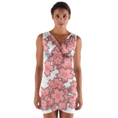 Flower Floral Pink Wrap Front Bodycon Dress by Alisyart