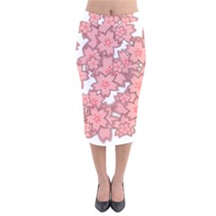 Flower Floral Pink Velvet Midi Pencil Skirt