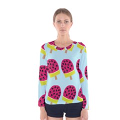 Watermelonn Red Yellow Blue Fruit Ice Women s Long Sleeve Tee