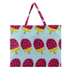 Watermelonn Red Yellow Blue Fruit Ice Zipper Large Tote Bag by Alisyart