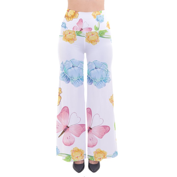 Rose Flower Floral Blue Yellow Gold Butterfly Animals Pink Pants