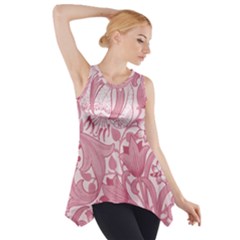 Vintage Style Floral Flower Pink Side Drop Tank Tunic by Alisyart