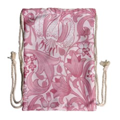 Vintage Style Floral Flower Pink Drawstring Bag (large) by Alisyart