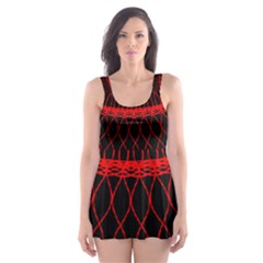 Red Spiral Featured Skater Dress Swimsuit by Alisyart