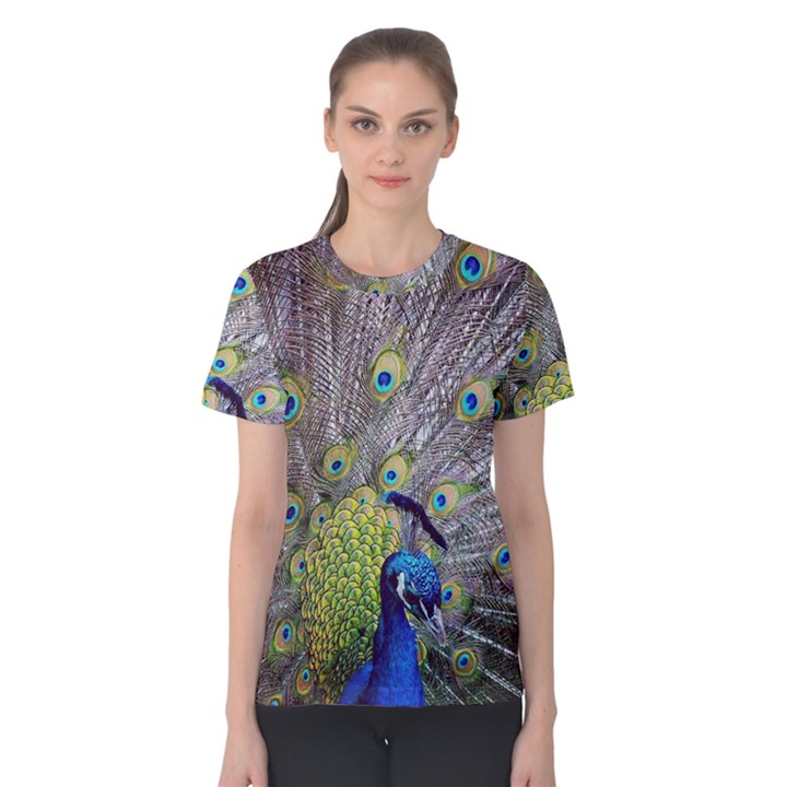 Peacock Bird Feathers Women s Cotton Tee