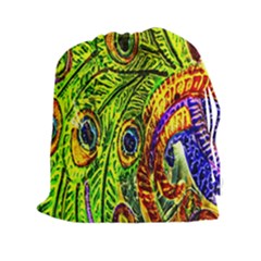 Peacock Feathers Drawstring Pouches (xxl) by Simbadda