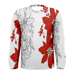 Poinsettia Flower Coloring Page Men s Long Sleeve Tee by Simbadda