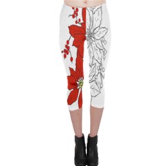 Poinsettia Flower Coloring Page Capri Leggings  by Simbadda