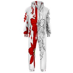Poinsettia Flower Coloring Page Hooded Jumpsuit (men)  by Simbadda