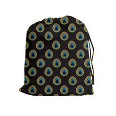 Peacock Inspired Background Drawstring Pouches (extra Large)