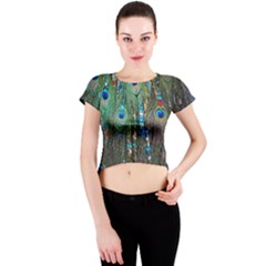 Peacock Jewelery Crew Neck Crop Top by Simbadda