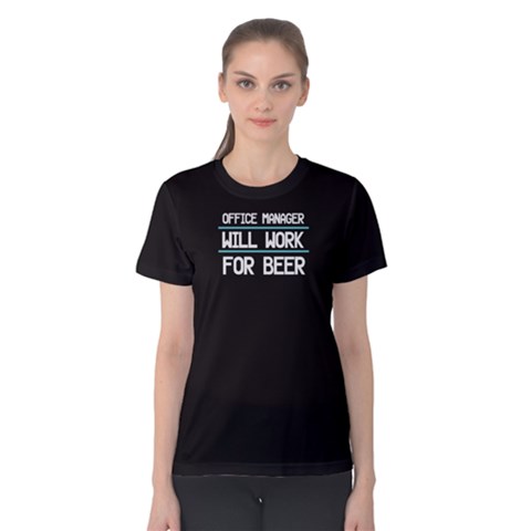 Black Office Mangager Will Work For Beer Women s Cotton Tee by FunnySaying