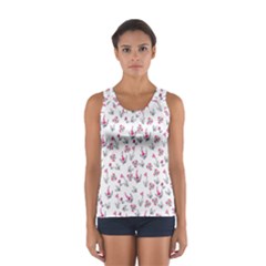 Heart Ornaments And Flowers Background In Vintage Style Women s Sport Tank Top  by TastefulDesigns
