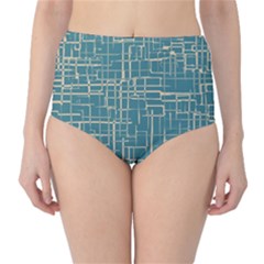  Hand Drawn Lines Background In Vintage Style High-waist Bikini Bottoms by TastefulDesigns