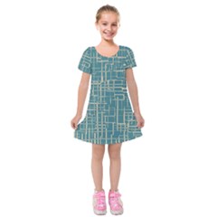  Hand Drawn Lines Background In Vintage Style Kids  Short Sleeve Velvet Dress by TastefulDesigns