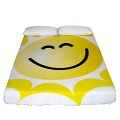 The Sun A Smile The Rays Yellow Fitted Sheet (queen Size) by Simbadda