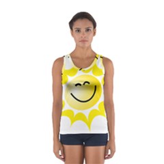 The Sun A Smile The Rays Yellow Women s Sport Tank Top  by Simbadda