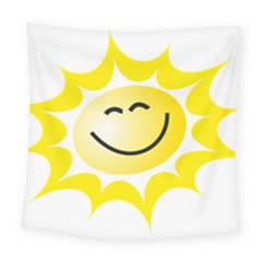 The Sun A Smile The Rays Yellow Square Tapestry (large) by Simbadda