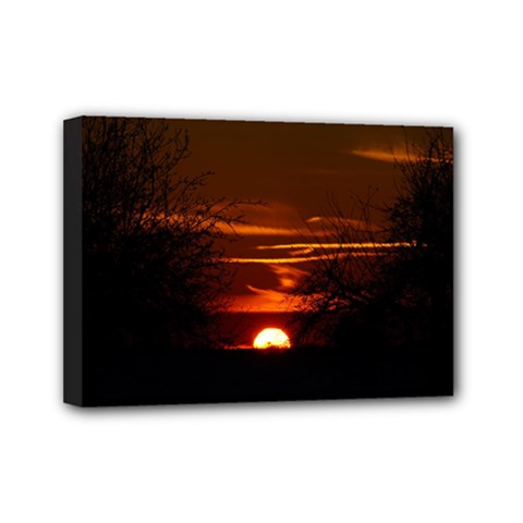 Sunset Sun Fireball Setting Sun Mini Canvas 7  X 5  by Simbadda
