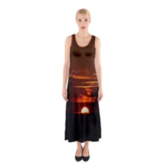 Sunset Sun Fireball Setting Sun Sleeveless Maxi Dress by Simbadda