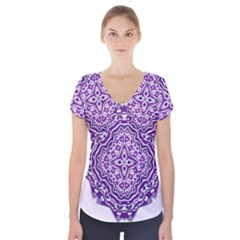 Mandala Purple Mandalas Balance Short Sleeve Front Detail Top by Simbadda