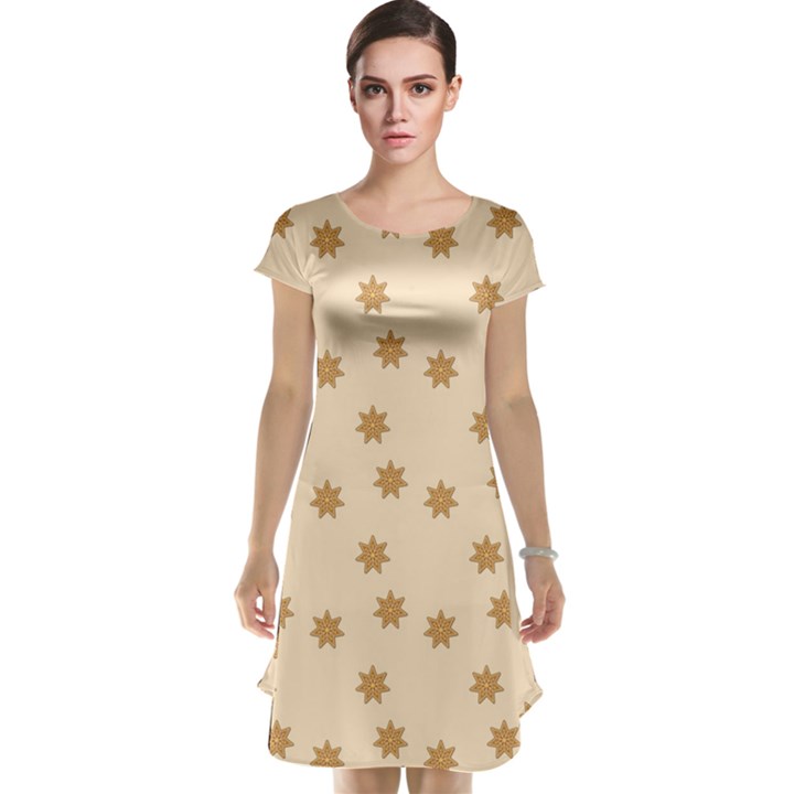 Pattern Gingerbread Star Cap Sleeve Nightdress