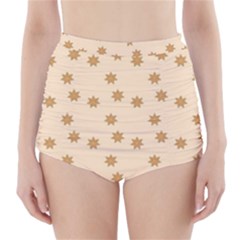 Pattern Gingerbread Star High-waisted Bikini Bottoms by Simbadda