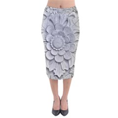 Pattern Motif Decor Velvet Midi Pencil Skirt by Simbadda