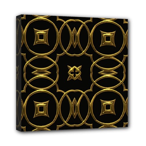 Black And Gold Pattern Elegant Geometric Design Mini Canvas 8  X 8  by yoursparklingshop