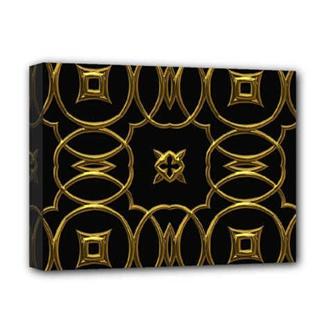 Black And Gold Pattern Elegant Geometric Design Deluxe Canvas 16  X 12   by yoursparklingshop