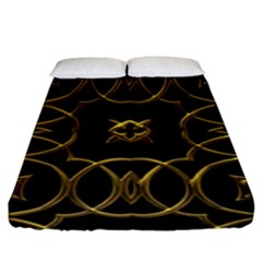 Black And Gold Pattern Elegant Geometric Design Fitted Sheet (king Size) by yoursparklingshop