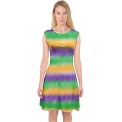 Mardi Gras Strip Tie Die Capsleeve Midi Dress by PhotoNOLA