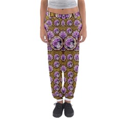 Gold Plates With Magic Flowers Raining Down Women s Jogger Sweatpants by pepitasart