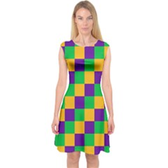 Mardi Gras Checkers Capsleeve Midi Dress by PhotoNOLA