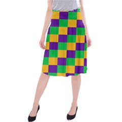 Mardi Gras Checkers Midi Beach Skirt by PhotoNOLA