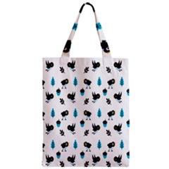 Bird Beans Leaf Black Blue Zipper Classic Tote Bag