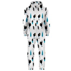 Bird Beans Leaf Black Blue Hooded Jumpsuit (men)  by Alisyart