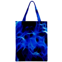 Blue Flame Light Black Zipper Classic Tote Bag by Alisyart