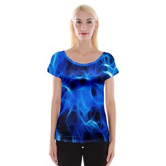 Blue Flame Light Black Women s Cap Sleeve Top by Alisyart