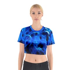 Blue Flame Light Black Cotton Crop Top