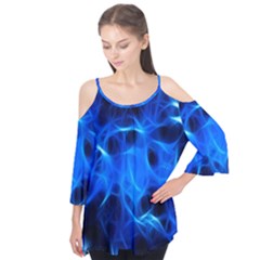 Blue Flame Light Black Flutter Tees