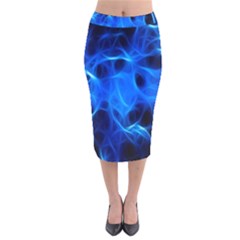 Blue Flame Light Black Velvet Midi Pencil Skirt by Alisyart