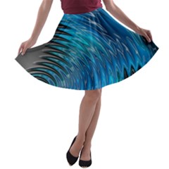 Waves Wave Water Blue Hole Black A-line Skater Skirt