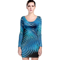 Waves Wave Water Blue Hole Black Long Sleeve Velvet Bodycon Dress by Alisyart