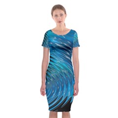 Waves Wave Water Blue Hole Black Classic Short Sleeve Midi Dress by Alisyart