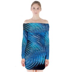 Waves Wave Water Blue Hole Black Long Sleeve Off Shoulder Dress by Alisyart