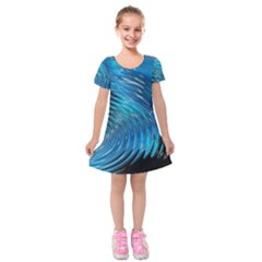 Waves Wave Water Blue Hole Black Kids  Short Sleeve Velvet Dress by Alisyart