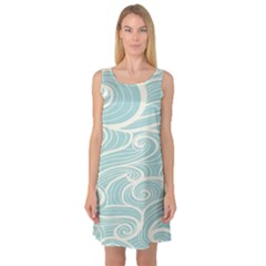 Blue Waves Sleeveless Satin Nightdress